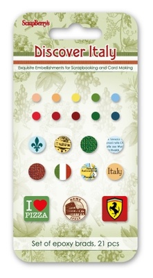Набір брадсів від ScrapBerryʼs - Італійські канікули, 21 шт