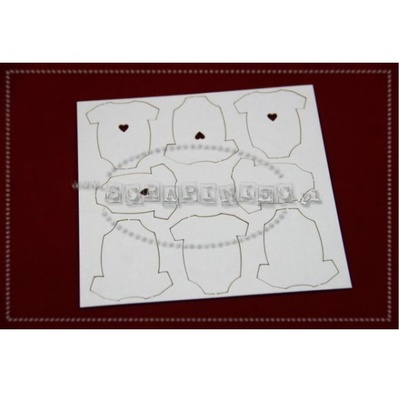 Чипборд Scrapiniec - Бодіки з сердечком, 8 штук