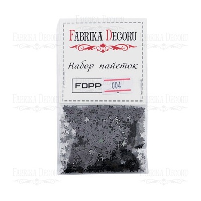 Набір паєток - 004, розмір 5 мм, маленькі зірочки, колір чорний, ТМ Фабрика Декору