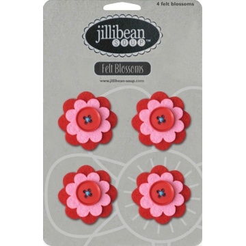 Набір квітів з фетру Jillibean Soup - Felt Blossoms - Red