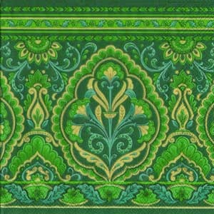 Серветка для декупажу "Народний візерунок Samara", колір фону: зелений темний, розмір: 33x33 см