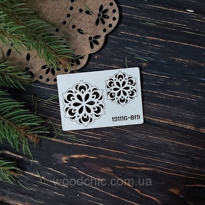 Чипборд набір Сніжинки 19 від WOODchic, 4x4 см 3x3 см