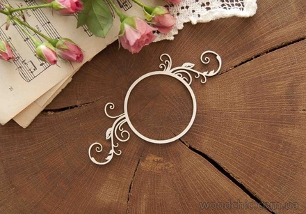Чипборд від WOODchic - "Рамка кругла з завитками", 12x5.5см