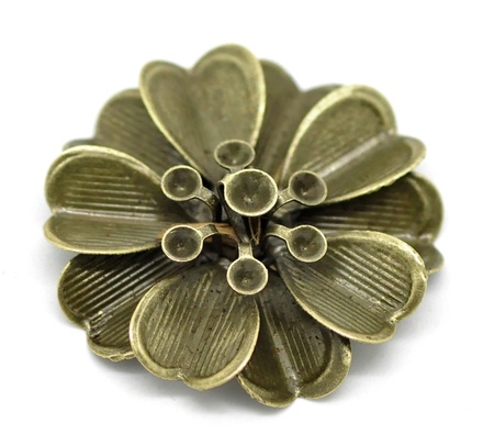 Металлическое украшение "Цветок", 3.2см x 3.2см, античная бронза, 1 шт.