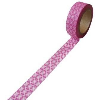Паперовий скотч на клейовій основі, рожевий в ромби, 15мм х 10м