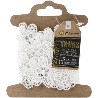 Кружево Prima - Floral Lace Trim - Plumeria, 1,35 м, диаметр 3,8 см