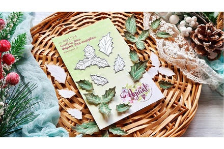 Ножі для вирубки "Листя гостролиста" від AgiArt, 47*42 мм, 41*29 мм, 29*14 мм, 14*14 мм