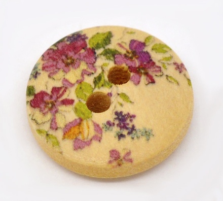 Деревʼяна ґудзик Flower B12760, діаметр 15 мм, 1 шт.