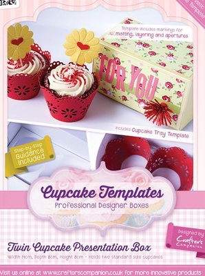 Шаблон-трафарет від Crafters Companion -Cupcake Templates Collection - Twin Cupcake Presentation Box