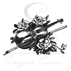 Штамп от Питерского Скрапклуба - Скрипка и Смычок В Цветах