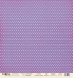 Лист односторонней бумаги для скрапбукинга от Mona Design - Сиреневый из коллекции "Горох базовый", 30,5х30,5 см