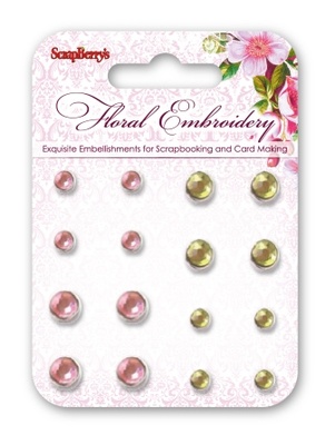Набір брадсів від ScrapBerryʼs - Хрусталь - Квіткова вишивка, 16 шт