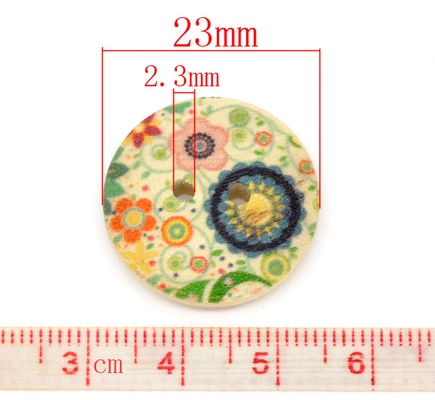 Дерев’яний ґудзик Multicolor Flower B10665, діаметр 23 мм, 1 шт.