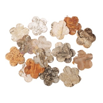 Прикраса з кори дерева - квіточки, 3.0смх 3.05см, 5шт.