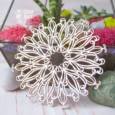 Чипборд ScrapBox - Фоновий круглий чіпборд Сніжинка Hb-059