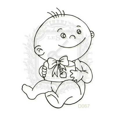 Акриловий штамп Lesia Zgharda дитина з подарунком D067, розмір 4,1x5,7 см