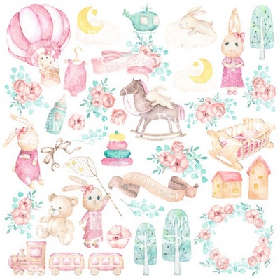 Аркуш з картинками для вирізання Dreamy baby girl, ТМ Фабрика Декору