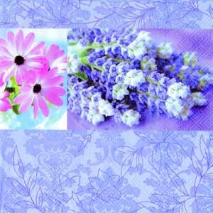 Серветка для декупажу "Лавадова любов", колір фону: синій, розмір: 33x33 см