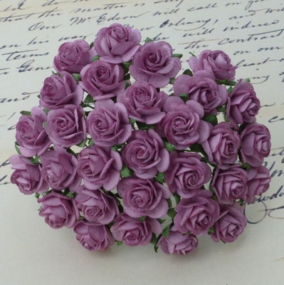 Открытые розочки, цвет темно-сиреневый, диаметр - 15мм, 10 шт.