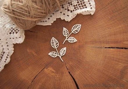 Чипборд "Листики вишни, набор" от WOODchic, 3 х4 см, 2шт.