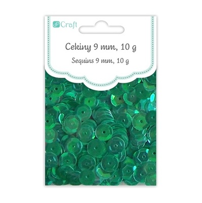 Пайетки круглые 9 мм, 10 г, цвет зелёный, TM dpCraft (Dalprint)