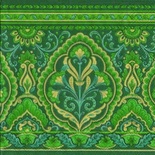 Серветка для декупажу "Народний візерунок Samara", колір фону: зелений темний, розмір: 33x33 см