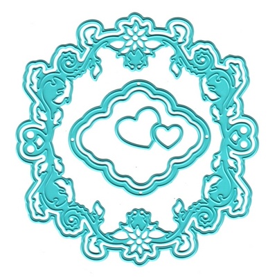 Ніж для вирубки Nellie Snellen - Vintasia Dies- round frame with hearts