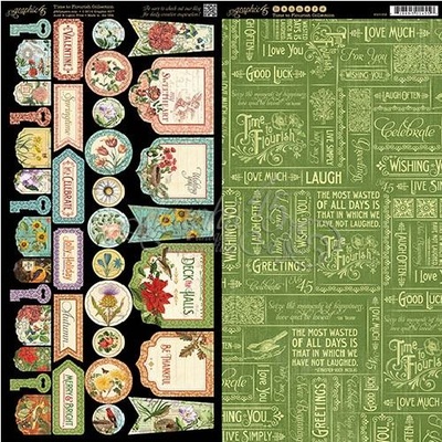 ЦЕНА СНИЖЕНА! Высечки Graphic 45 - Time to Flourish - Banners, размер 15х30 см