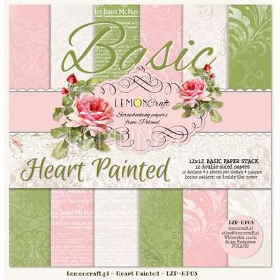 Набор скрапбумаги LemonCraft - Heart Painted Basic, фоновые дизайны, 30х30 см, с бонусом
