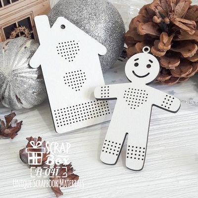 Деревʼяна фішка ScrapBox - Фішки для вишивки пряничний будиночок Fl-041