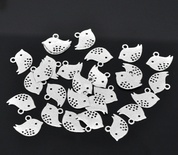 Металева прикраса "Пташка", срібло, розмір 16x13 мм, 1 шт.