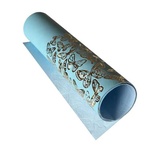 Відріз екошкіри з тисненням золотою фольгою Golden Butterflies Blue 50x25см, ТМ Фабрика Декору