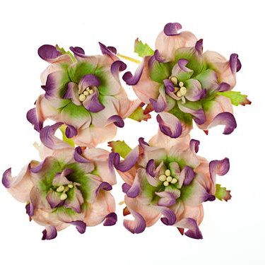 Гардении, набор 4шт., диаметр 5см, сиреневые и зелеными