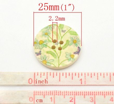 Деревянная пуговица Multicolor Flower B17365, диаметр 25 мм, 1 шт.