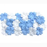 Набор цветов из шелковичной бумаги, 2 цвета 20 шт., 28мм, цвет голубой и белый