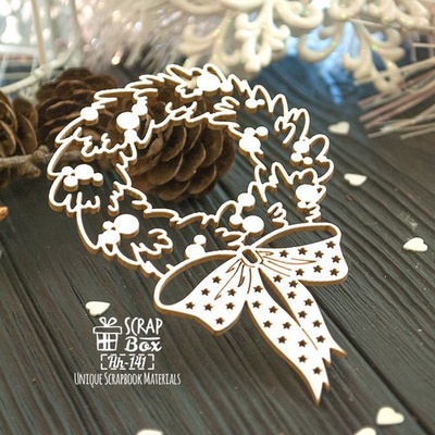 Чипборд ScrapBox - Новорічний вінок з бантом Hh-141