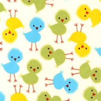 Тканина 100% бавовна - Веселі курчата на кремовому, 45x55см