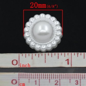 Квіточка, імітація перлинок, 20мм, колір білий, 1 шт.