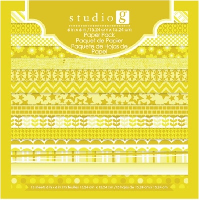 Набір паперу для скрапбукінгу Studio G - Yellow, колір жовтий, 15x15см, 15 аркушів