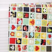 Щільна бавовна Дитячі квадратики (Корея, оксфорд) - чорний, розмір: 45x55см