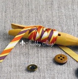 Стрічка American Crafts в діагональну золоту, помаранчеву, фіолетову, білу смужку, ширину 9,5мм, 90 см