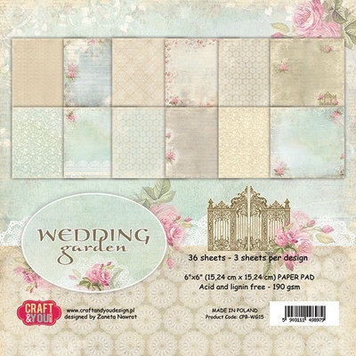 Набор односторонней скрапбумаги от Craft & You Design - Wedding Garden, 15x15 см, 36 шт, 190 гр/м2