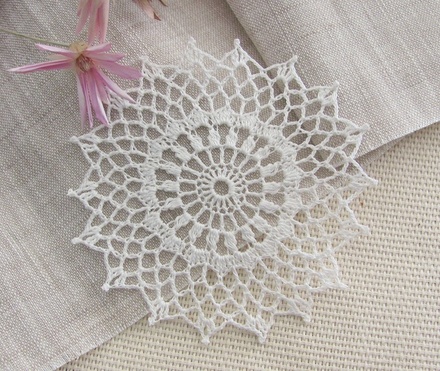 Уютный декор от LESHCHENKO-Вязаный круглый  ажурный мотив "Салфетка №10" , 7см, 1ш