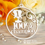 Чипборд Scrapbox — напис 100% champion медалька Hi-328