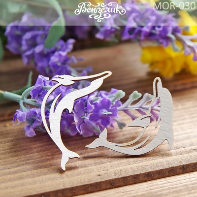 Чипборд від Вензелик - Пара дельфінів 02, розмір: 43; 45 мм