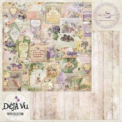Лист скрапбумаги Blue Fern Studios - Deja Vu - Friperies, двусторонняя, 30х30 см