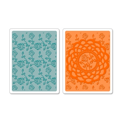 Набор папок для тиснения от Sizzix -  Sizzix Textured Impressions Embossing Folders 2PK - Doily & Roses Set
