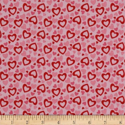 Тканина 100% бавовна - Сердечки червоні на рожевому, 45x55см