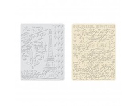 Папки для тиснения от Tim Holtz - Texture Fades Embossing Folders - Eiffel Tower and French Script Set