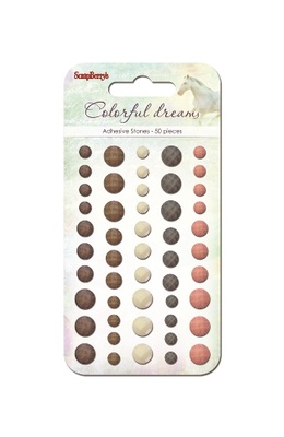 Грановані камінці на клейовій основі від ScrapBerryʼs - Кольорові сни 1, 50 шт., 5 кольорів